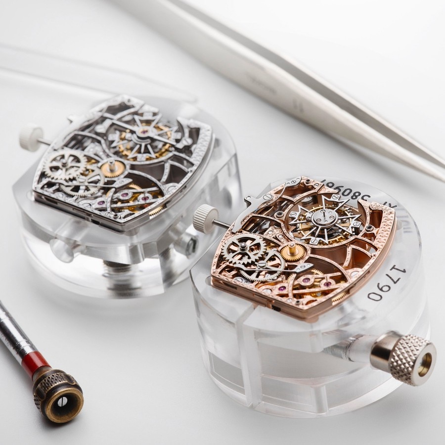 Opened mecanism of two Malte watches