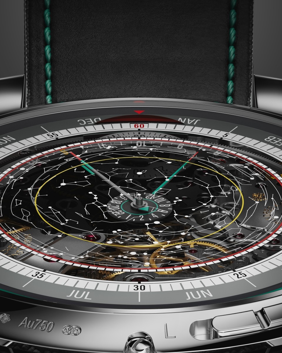 Primo piano di un meccanismo innovativo di Vacheron Constantin