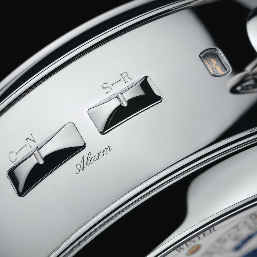 Reference 57260 watch case details with sliders for chime and alarm functions.