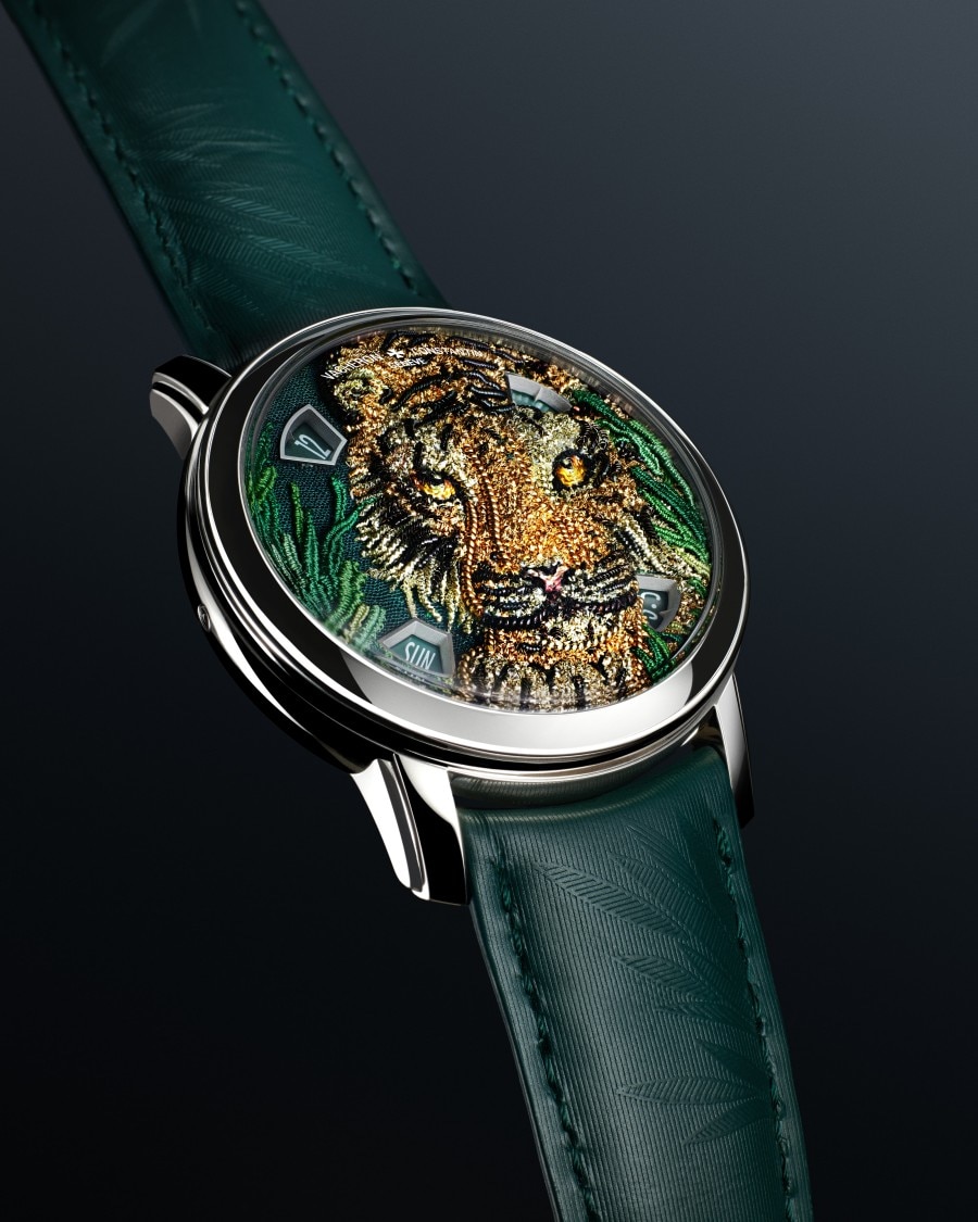 Vacheron Constantin watch featuring a tiger embroidery design.