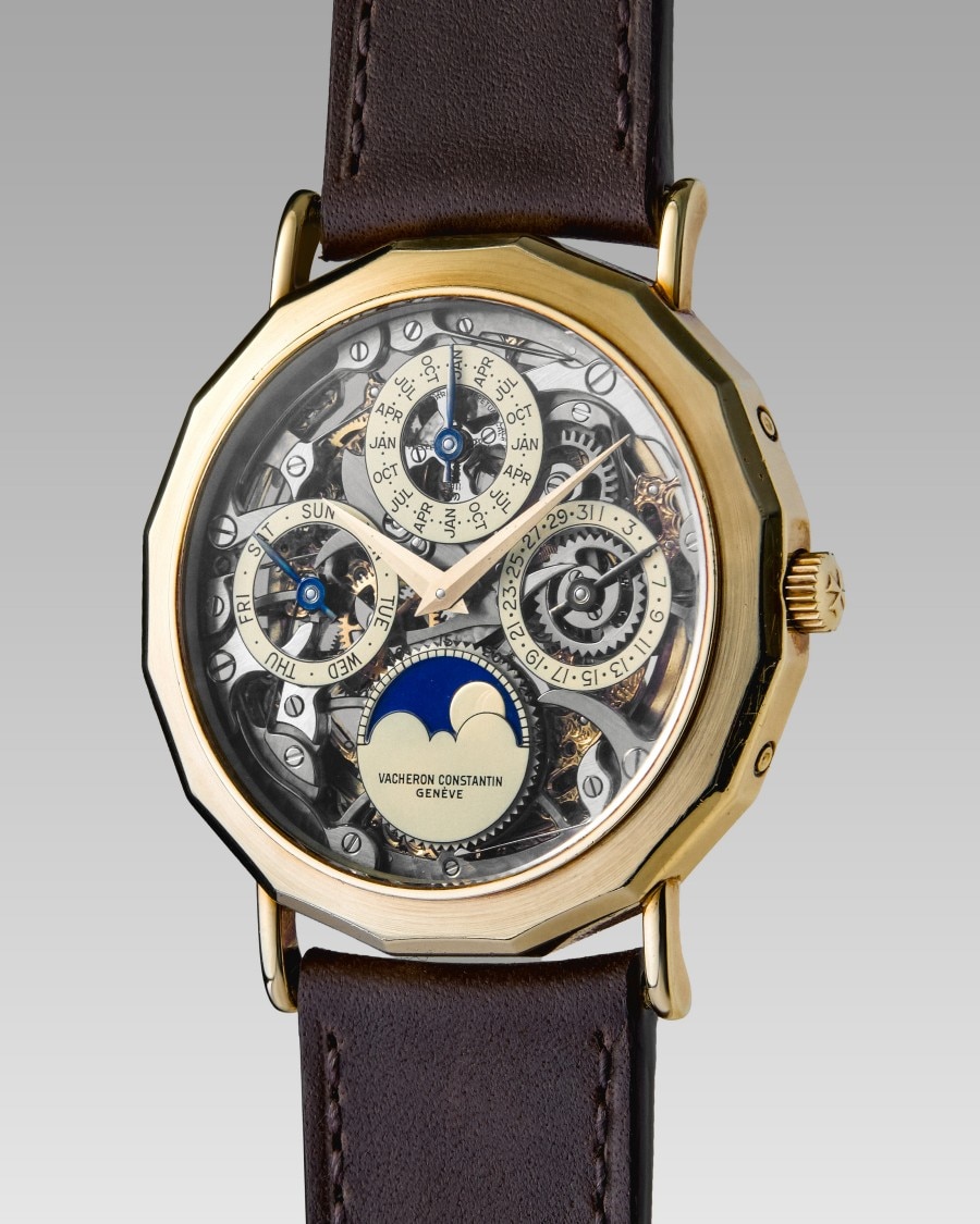 Packshot of a Skeletonised perpetual calendar and moon phase – 1987