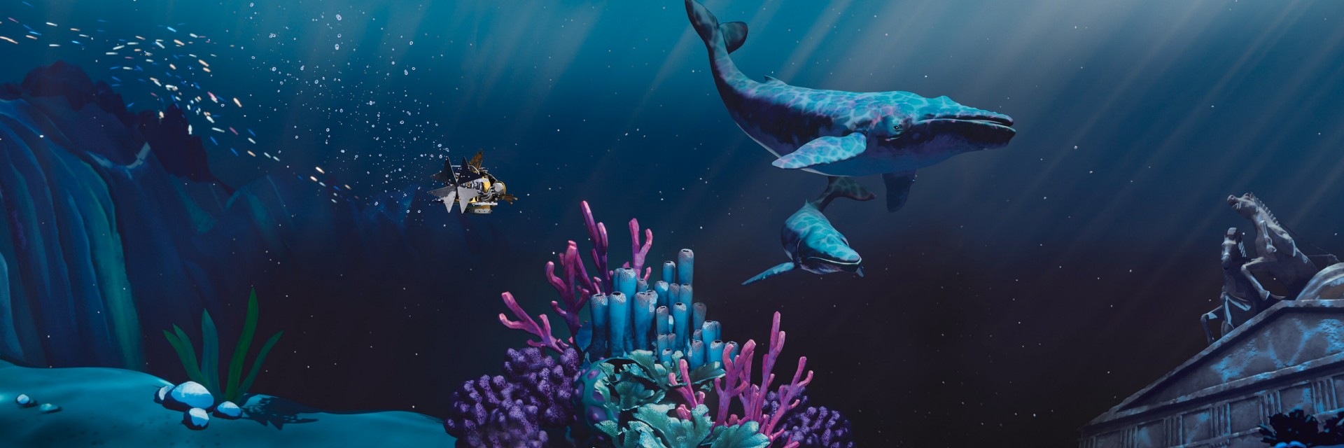 Animation of fish at the bottom of the ocean