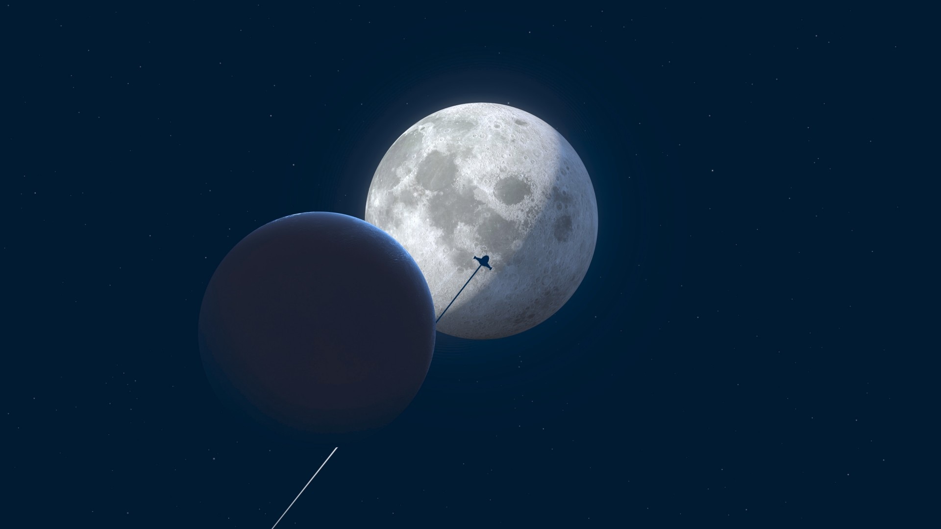 Drawing of a full moon on a dark background